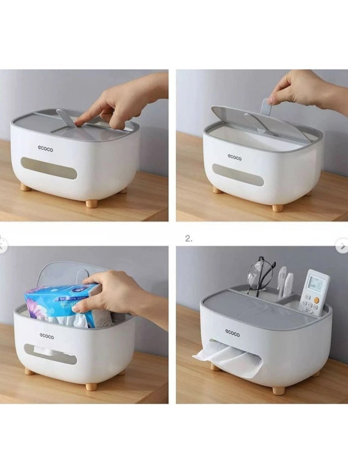 ecoco Eco-friendly tissue box holder with storage space, multifunctional tissue box made of ABS material, storage organizer for the bathroom, bedroom, and office, pink.CODE3584  - Image 5