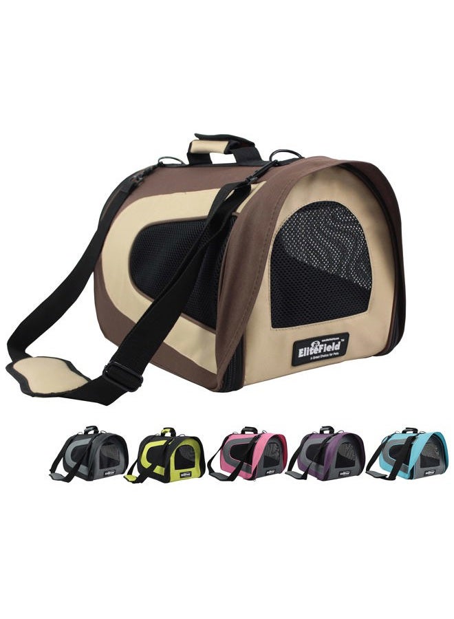 EliteField Deluxe Soft Pet Carrier (3 Year Warranty, Airline Approved), Multiple Sizes and Colors Available (18" L x 10" W x 11" H, Brown+Beige) - Image 1