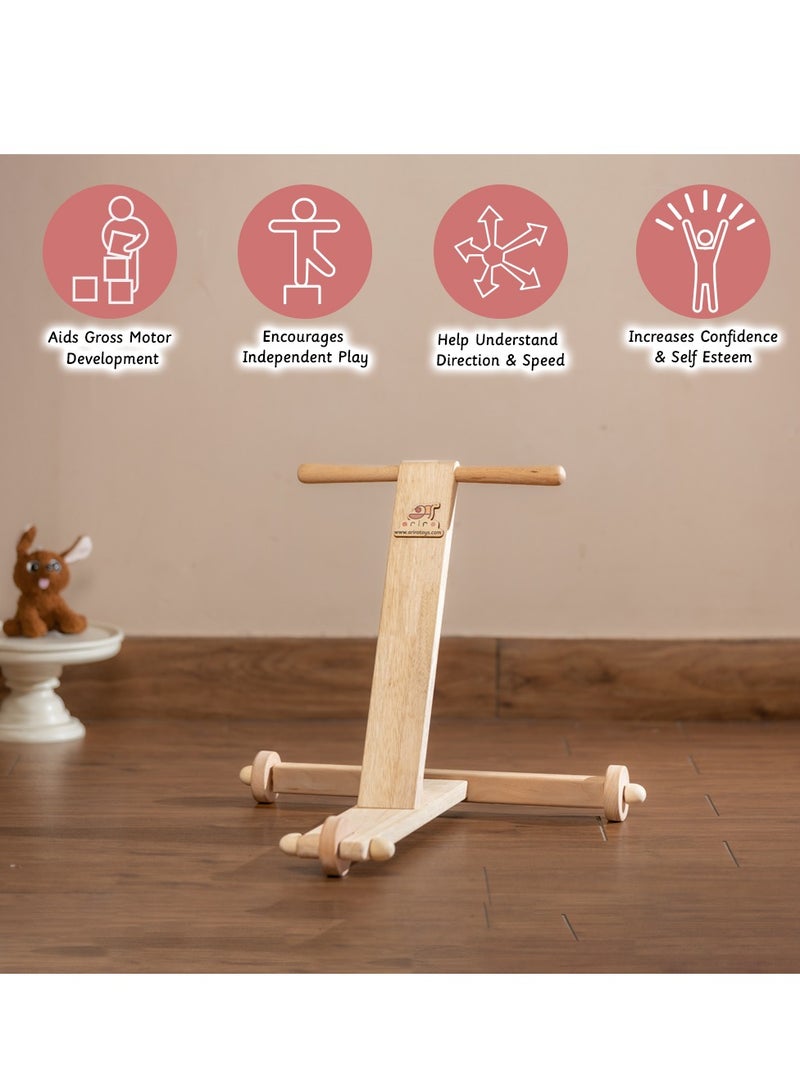Ariro Traditional Push Wagon - Sturdy Wooden Walker, Limited Festive Edition, Traction Wheels, 3Y+ - Image 3