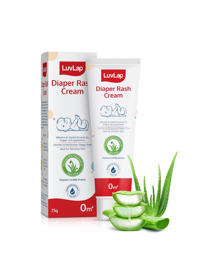 Luvlap كريم طفح الحفاضات للأطفال، كريم حفاضات للمواليد والأطفال، الوقاية والعلاج من طفح الحفاض، كريم طبيعي يحتوي على فوائد الألوة فيرا، فيتامين E وبروتين الحليب، مختبر جلدياً، 75غ - Image 1