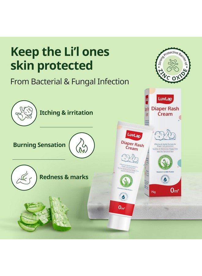 Luvlap كريم طفح الحفاضات للأطفال، كريم حفاضات للمواليد والأطفال، الوقاية والعلاج من طفح الحفاض، كريم طبيعي يحتوي على فوائد الألوة فيرا، فيتامين E وبروتين الحليب، مختبر جلدياً، 75غ - Image 2