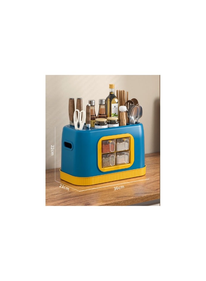 EBMINI Home Seasoning Storage Rack Integrated Multi-functional Storage Box With Multiple Compartments 
