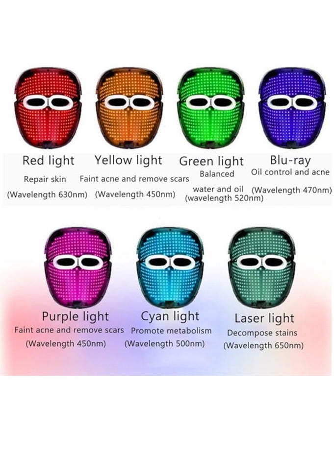 عام مكنة تنظيف الجلد، قناع تجميل الوجه بـ LED 7 لونات، علاج الوجه بالضوء، إزالة التجاعيد، تقليص المسام، رفع الوجه، أداة العناية بالبشرة. - Image 4