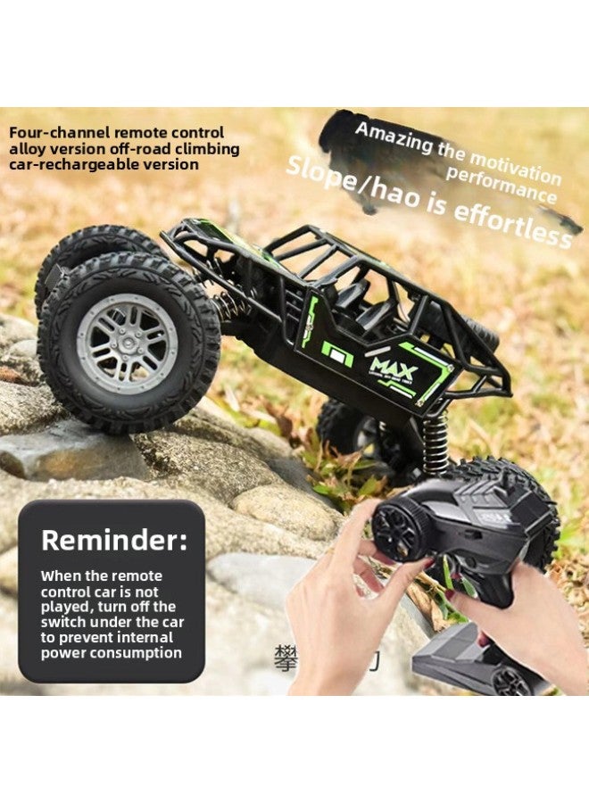 Oversized Remote Control Car Drift Off-road Vehicle Four-wheel Drive Climbing Blimps High-speed Racing Boy Charging Toy Car-Color:21cm Alloy Off-road Vehicle-Scale:A Set Of Body Rechargeable Batteries + Remote Control Batteries + Charging Cable  - Image 1