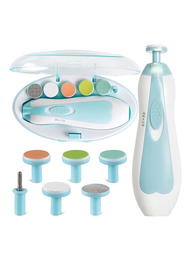 Baby Nail Trimmer Electric Safe Baby Nail Clippers, Manicure Set, Trim Polish Grooming kit for Newborn Toddler or Adults Toes Fingernails,- Blue - Image 1