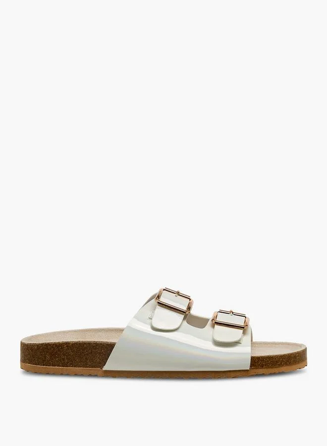 Celeste WHITE Women Buckle Detail Slide Sandals for Women | Best Price UAE