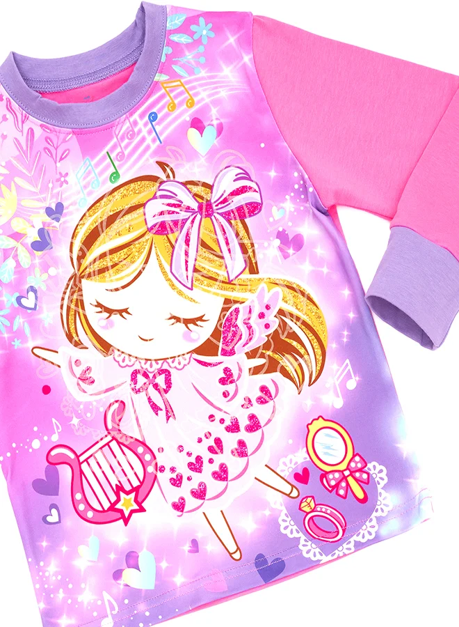 babyqlo Ballerina Princess Glow-in-the-Dark Cotton Pajama Set for Girls