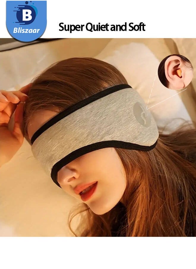 Bliszaar Cotton Sleep Mask [Official Certified]  with Soundproof Ear Covers and Earplugs Set - Comfortable Adjustable Sleeping Eye Mask for Uninterrupted Rest, Ear Protection for Noise Reduction, Essential Travel Accessory Silver  - Image 1