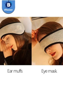 Bliszaar Cotton Sleep Mask [Official Certified]  with Soundproof Ear Covers and Earplugs Set - Comfortable Adjustable Sleeping Eye Mask for Uninterrupted Rest, Ear Protection for Noise Reduction, Essential Travel Accessory Silver  - Image 2