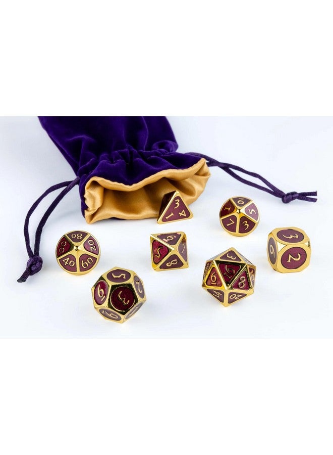 Metallic Dice Games Luxury Velvet Dice Bags with Satin Lining: 4x6 Purple Velvet Dice Bag with Gold Satin Lining - Image 2