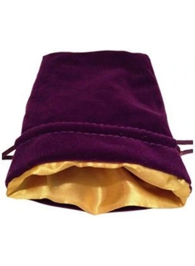 Metallic Dice Games Luxury Velvet Dice Bags with Satin Lining: 4x6 Purple Velvet Dice Bag with Gold Satin Lining - Image 1