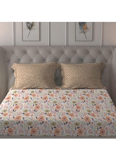 Trident Trident Comfort Living Queen Bedsheet Set, 120 TC, 100% Cotton, Double Bed with 2 Pillow Covers, Soft Finish - Poppy Field Pink  - Image 3