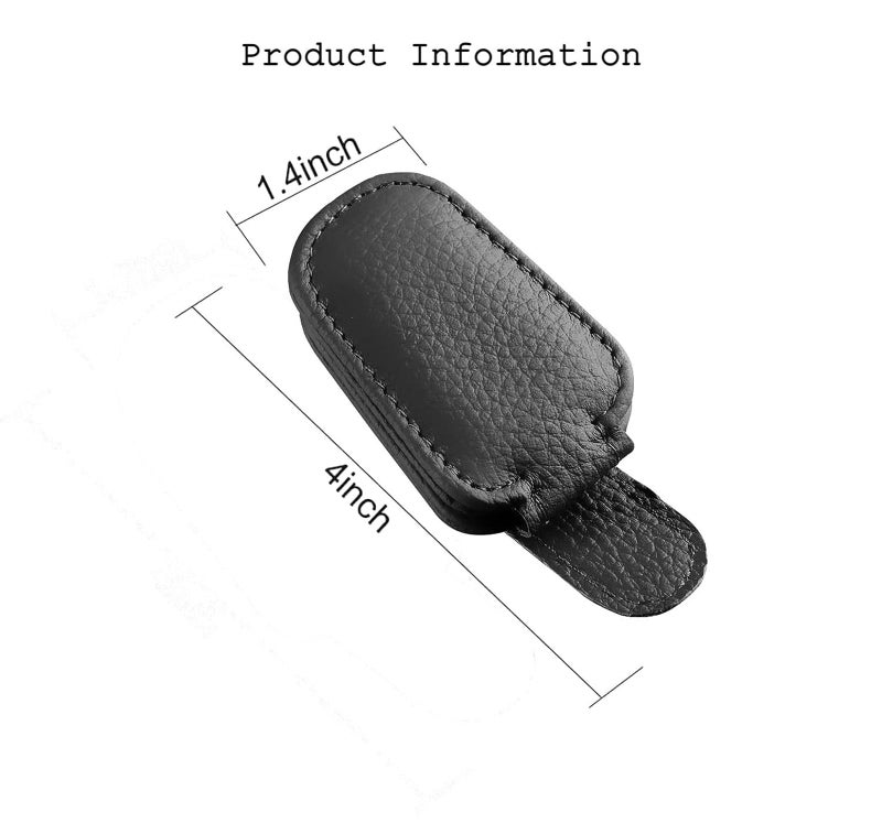 KIPSOME Sunglasses Holders for Car Sun Visor, Magnetic Leather Glasses Eyeglass Hanger Clip for Car, Ticket Card Clip Eyeglasses Mount, Car Visor Accessories Gadgets (Black) - Image 3