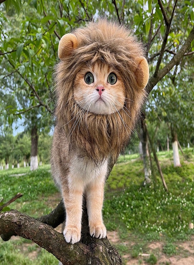 Pet Cat Lion Head Cover Pet Hat Funny Headwear Dress up（32cm-38cm)）  - Image 1