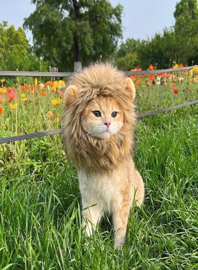 Pet Cat Lion Head Cover Pet Hat Funny Headwear Dress up（32cm-38cm)）  - Image 2