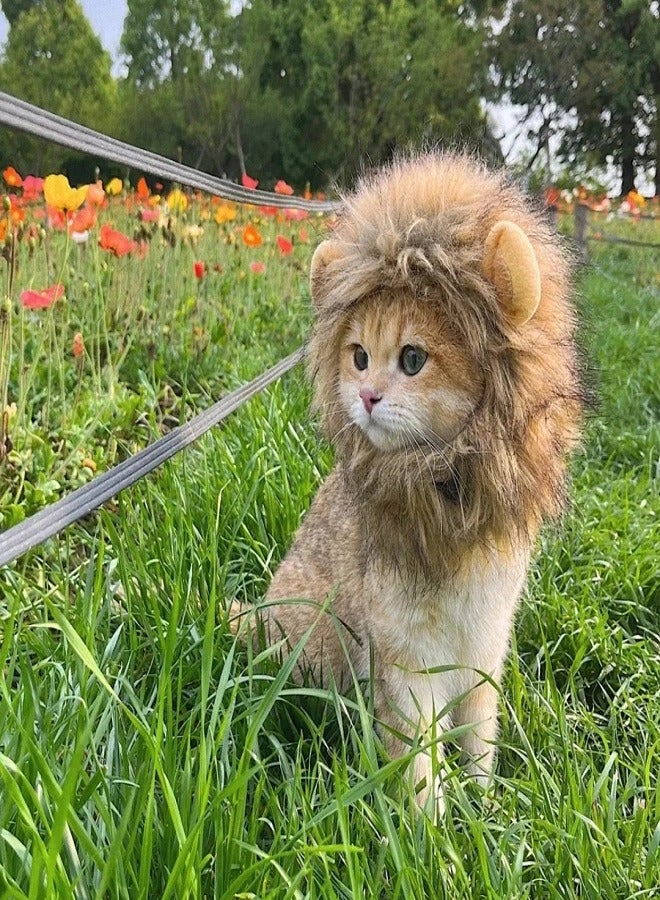 Pet Cat Lion Head Cover Pet Hat Funny Headwear Dress up（32cm-38cm)）  - Image 3