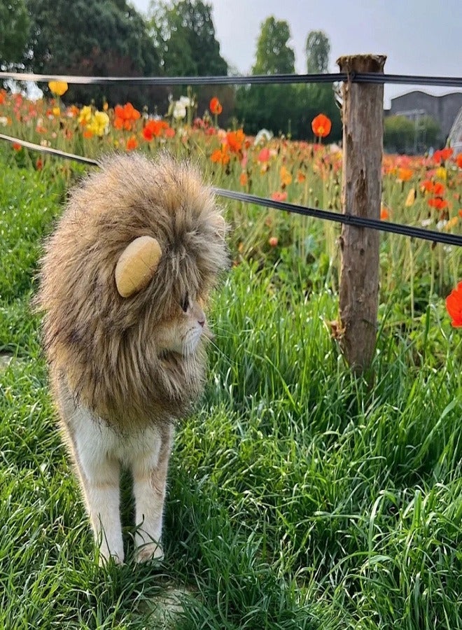 Pet Cat Lion Head Cover Pet Hat Funny Headwear Dress up（32cm-38cm)）  - Image 4