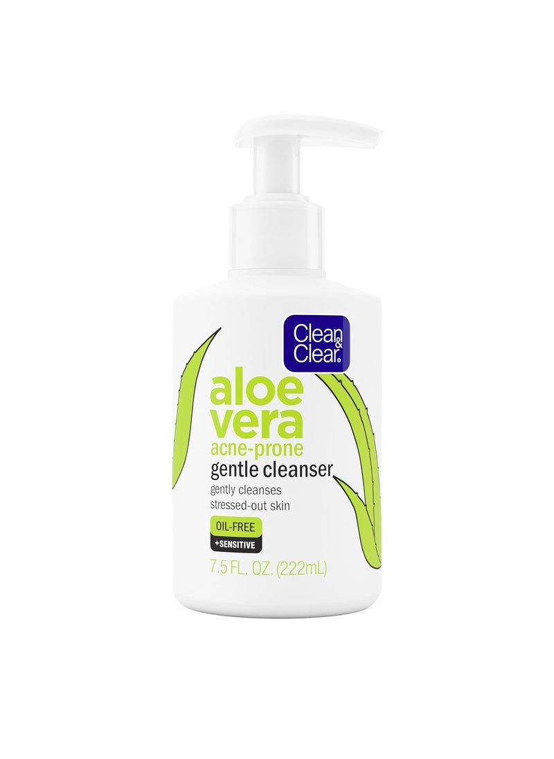 CLEAN & CLEAR Clean  Clear Aloe Vera Gentle Facial Cleanser for AcneProne  Sensitive Skin OilFree Daily Face Wash with Aloe Vera Vegan No Animal Testing Paraben Soap  DyeFree 75 fl oz 