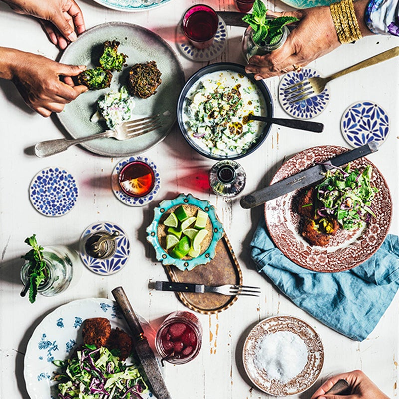 AD Set of 6 Coasters for Drinks Absorbing Round Ceramic Stone Coaster with Cork Base,Tabletop Protection Mat for Mugs and Cups,Office,Kitchen (Indigo Blue) - Image 2