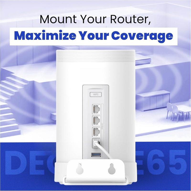 BANGCHEER حامل الحائط لنظام TP-Link Deco BE63/BE65/BE10000 Mesh Wi-Fi 7، حامل معلق من سبائك الألومنيوم موفر للمساحة مع رف لتخزين الكابلات، سهل التركيب (أبيض - 3 قطع) - Image 4