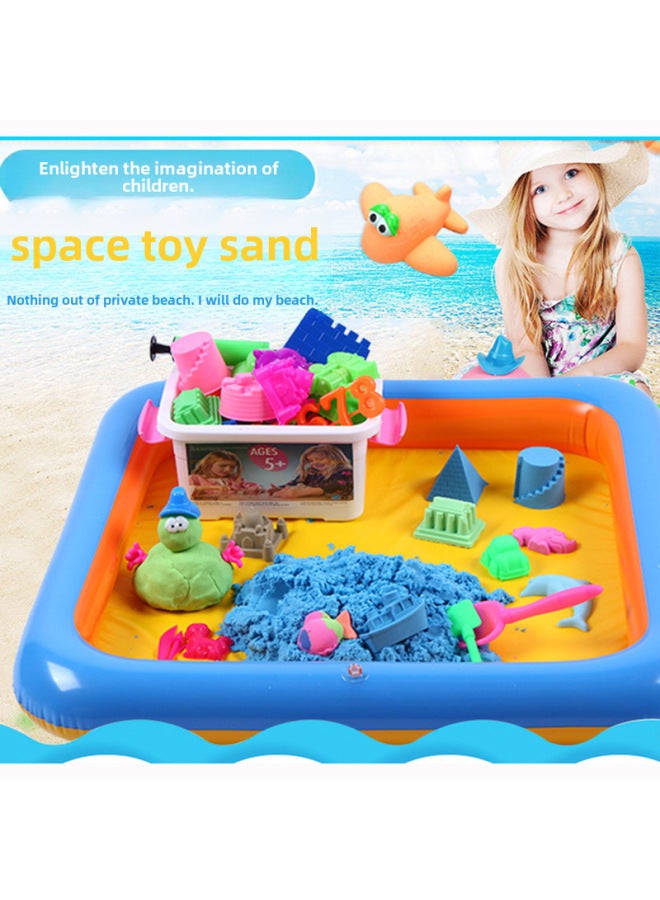 Children's Space Toys Colored Sand Boys And Girls Hot Diy Multi-functional Package Children's Sculpture Sand Children 3-6 Years Old-Color:Blue, specification B - Image 1