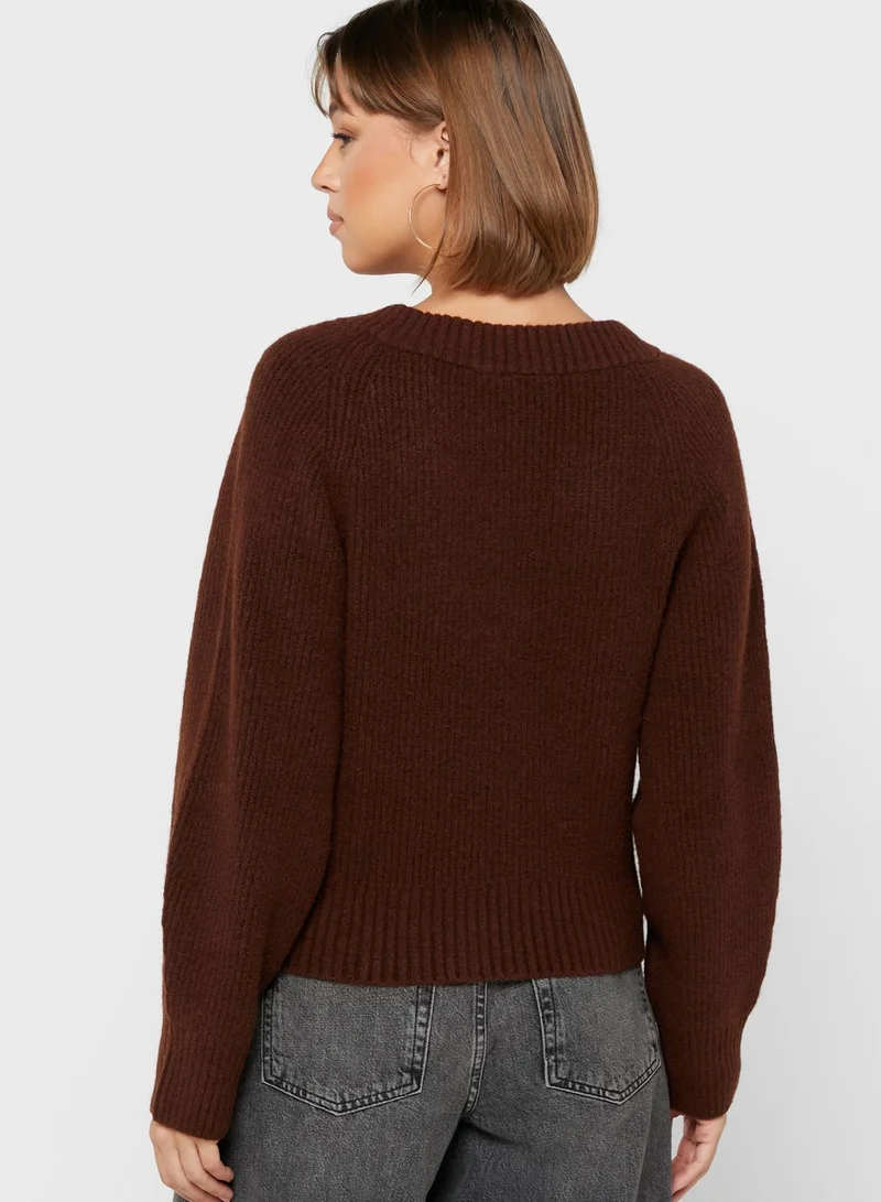 MONKI V-Neck Knitted Sweater