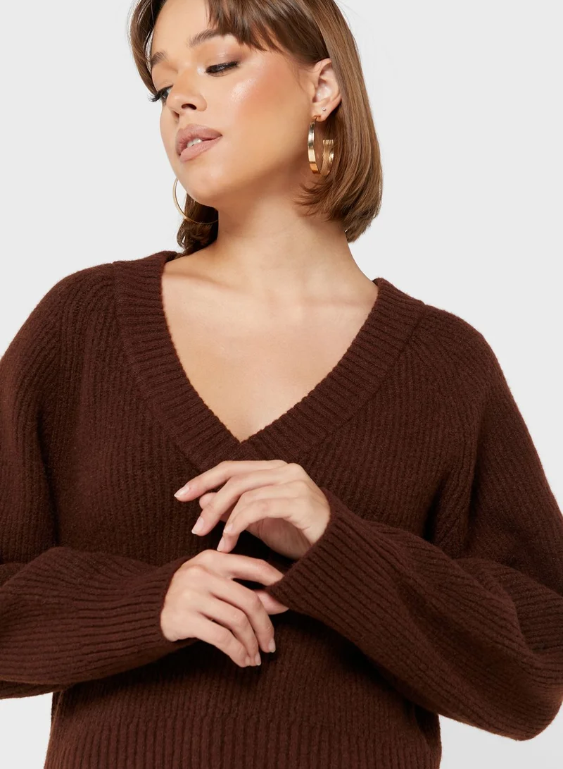 MONKI V-Neck Knitted Sweater