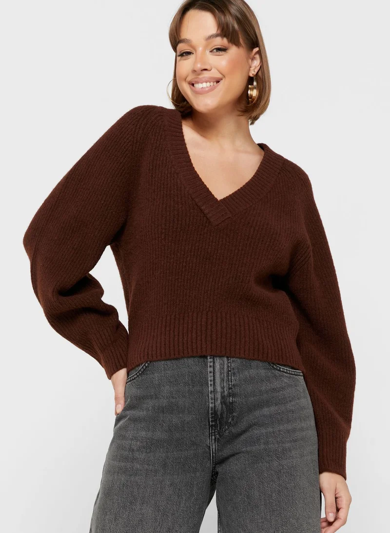 MONKI V-Neck Knitted Sweater