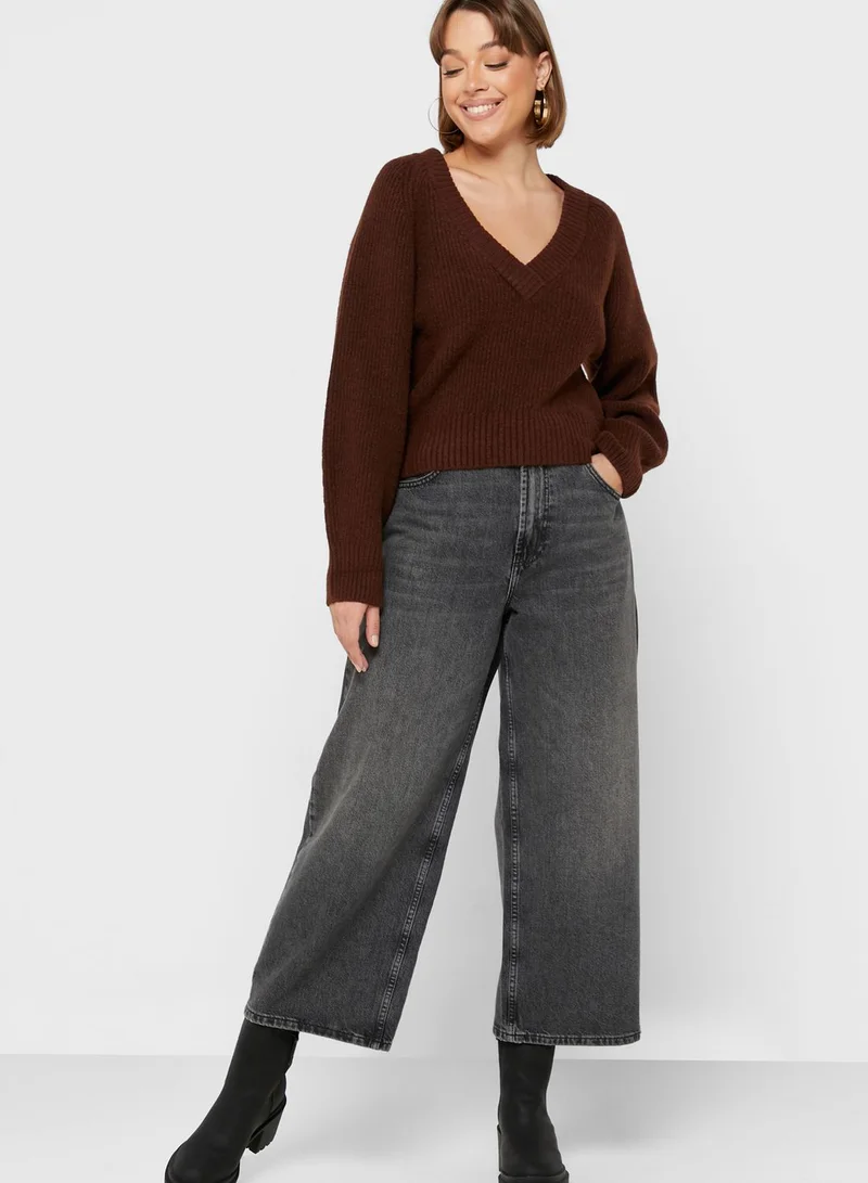 MONKI V-Neck Knitted Sweater