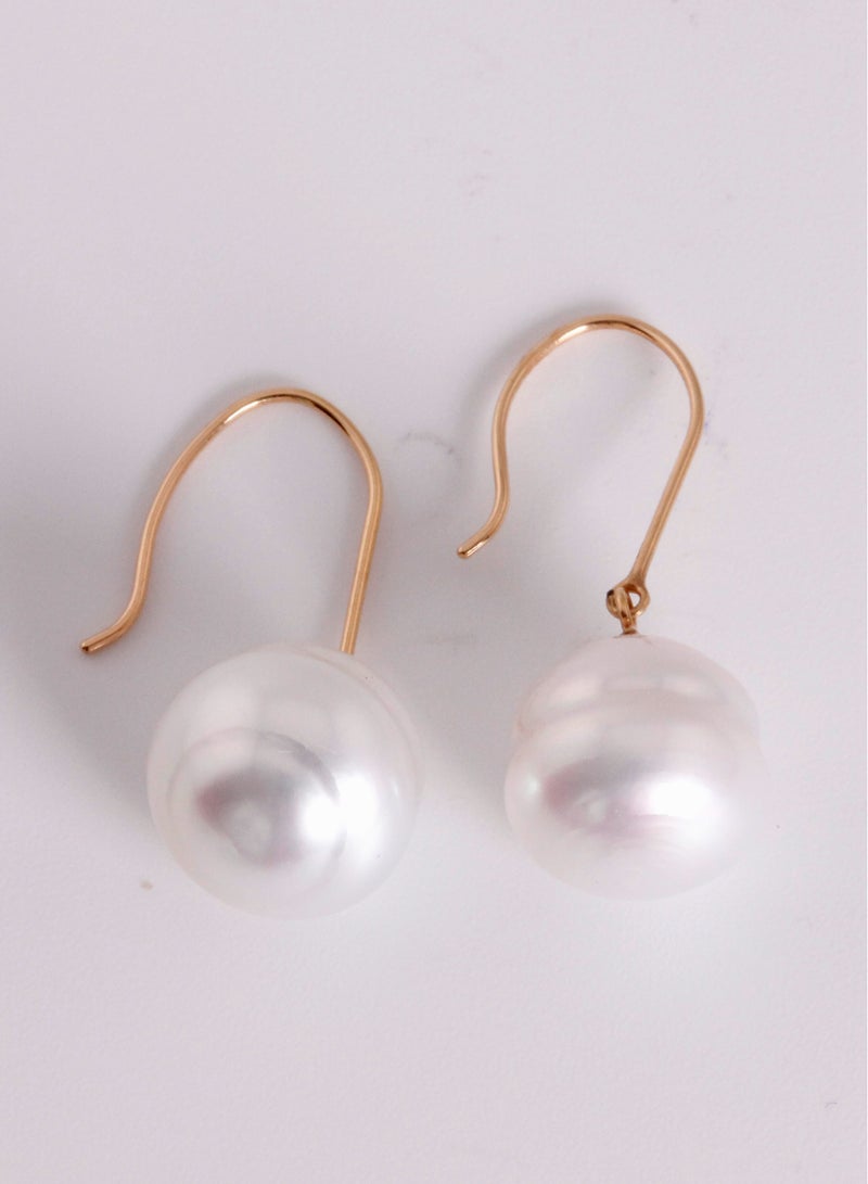 ميكورا أقراط ، لؤلؤ بحر الجنوب ، جودة B ، لون فضي طبيعي ، 12.0-11.0 مم ، 18KR - Image 1