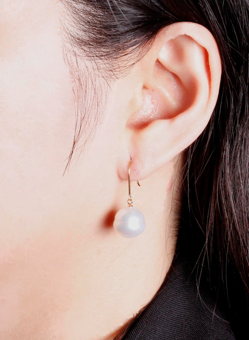 ميكورا أقراط ، لؤلؤ بحر الجنوب ، جودة B ، لون فضي طبيعي ، 12.0-11.0 مم ، 18KR - Image 3