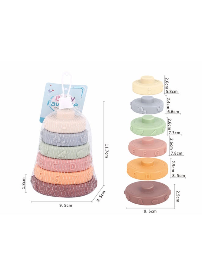 Infant Vinyl Stacking Music Early Education Cognitive Soft Rubber Stacking Ring Children Stacking High Toys Wholesale-Color:638-25 Digital Stacking Ring (mesh Bag)-Specifications:Random Color - Image 1