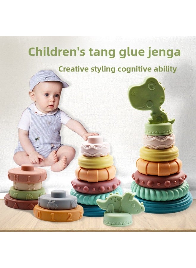 Infant Vinyl Stacking Music Early Education Cognitive Soft Rubber Stacking Ring Children Stacking High Toys Wholesale-Color:638-25 Digital Stacking Ring (mesh Bag)-Specifications:Random Color - Image 2