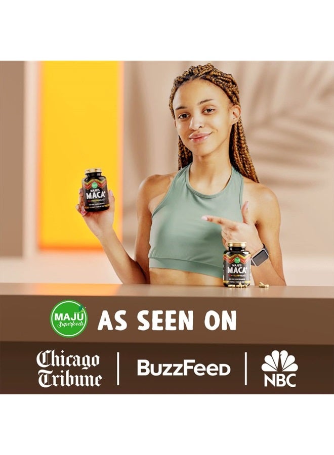 Maju Superfoods 4-in-1 Maca Root Capsules, Organic Black, Yellow & Red Roots w Black Pepper Extract for Absorption (120 ct) | Peru Product, Peruvian Powder, Men & Women Supplement, 60,000 mg - Image 4