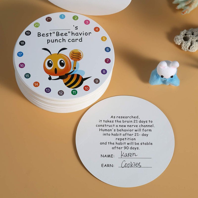 ONEDONE Punch Cards 3.9" Round Reward Punch Cards for Classroom with Hole Puncher Teacher Supply Classroom Must Haves for Teachers Elementary - Image 5