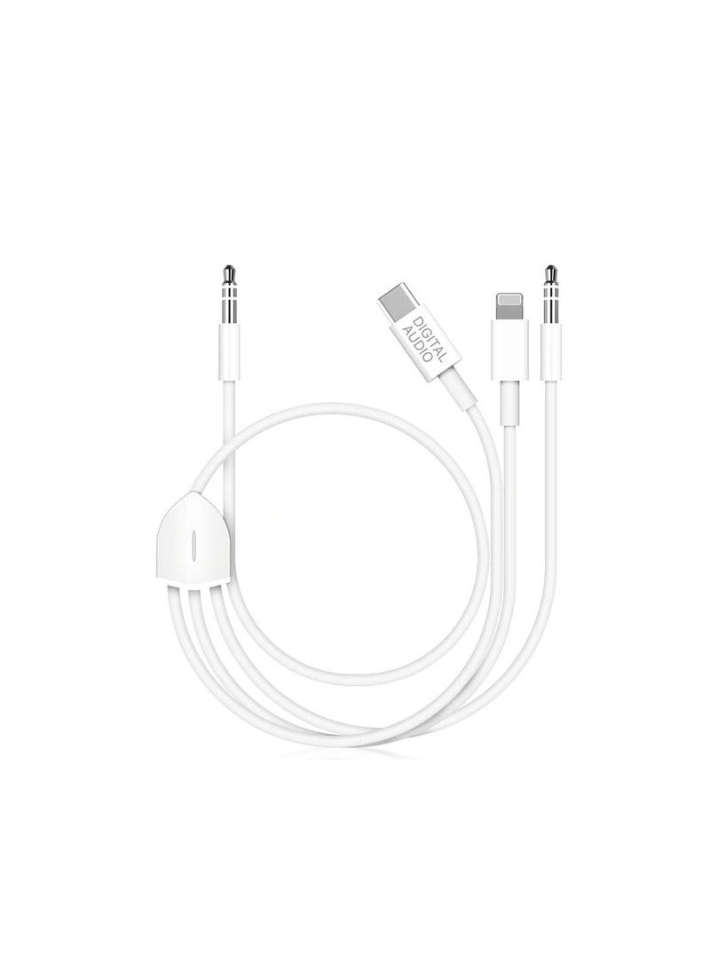 3in1 Car AUX Cable, 3.5mm HiFi Headset Audio Cord Car Stereo Aux Cable Compatible with All Kinds of Phone, Pad, Tablet, for PC, Laptop, MP3 to Work with Car Stereo, Headset, Speaker, Length 3.93Ft - Image 1