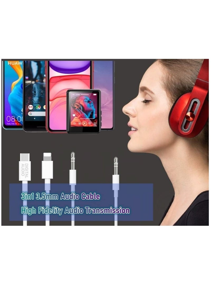 3in1 Car AUX Cable, 3.5mm HiFi Headset Audio Cord Car Stereo Aux Cable Compatible with All Kinds of Phone, Pad, Tablet, for PC, Laptop, MP3 to Work with Car Stereo, Headset, Speaker, Length 3.93Ft - Image 4