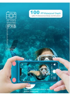 KASTWAVE Universal Waterproof Phone Pouch with Lanyard Cell Phone IP8X Diving Outdoor Beach Floating Underwater 7.0In Lovely Phone Case Dry Bag 3D Seamless HD TPU Dustproof Touch for iPhone Mew, Blue  - Image 4