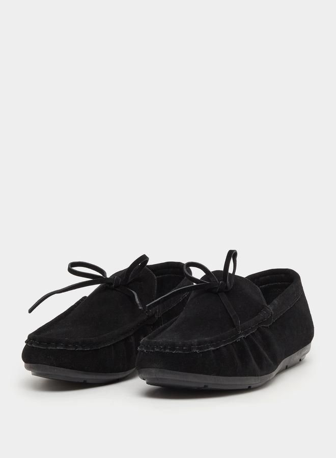 Styli Textured Bow Accent Slip In Loafers  - Image 2