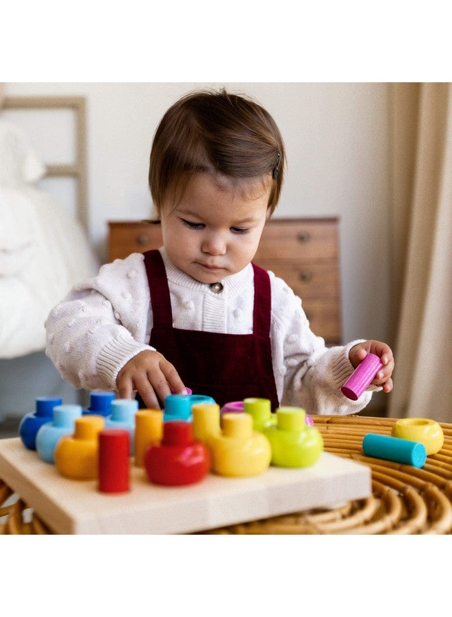 HABA Rainbow Whirls Wooden Sorting & Stacking Rings Shape Sorter, Educational Toys for 2 Year Old & Up, Color Sorting Fine Motor Toys, Made in Germany - Image 2