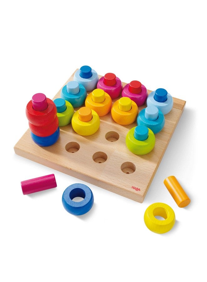 HABA Rainbow Whirls Wooden Sorting & Stacking Rings Shape Sorter, Educational Toys for 2 Year Old & Up, Color Sorting Fine Motor Toys, Made in Germany - Image 1