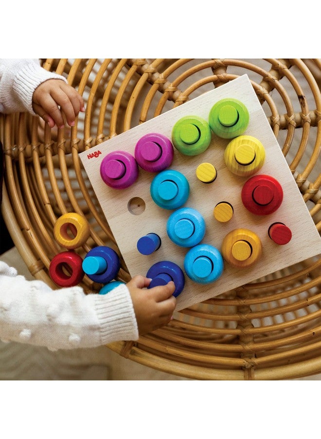 HABA Rainbow Whirls Wooden Sorting & Stacking Rings Shape Sorter, Educational Toys for 2 Year Old & Up, Color Sorting Fine Motor Toys, Made in Germany - Image 4