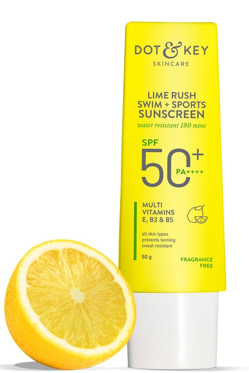 Dot & Key Lime Rush Swim + Sports Sunscreen SPF 50 PA++++ | Water Resistant & Sweat Resistant Sunscreen | UV/UVA Protect | No White Cast | Prevents Tan | For All Skin Types | For Women & Men - Image 1