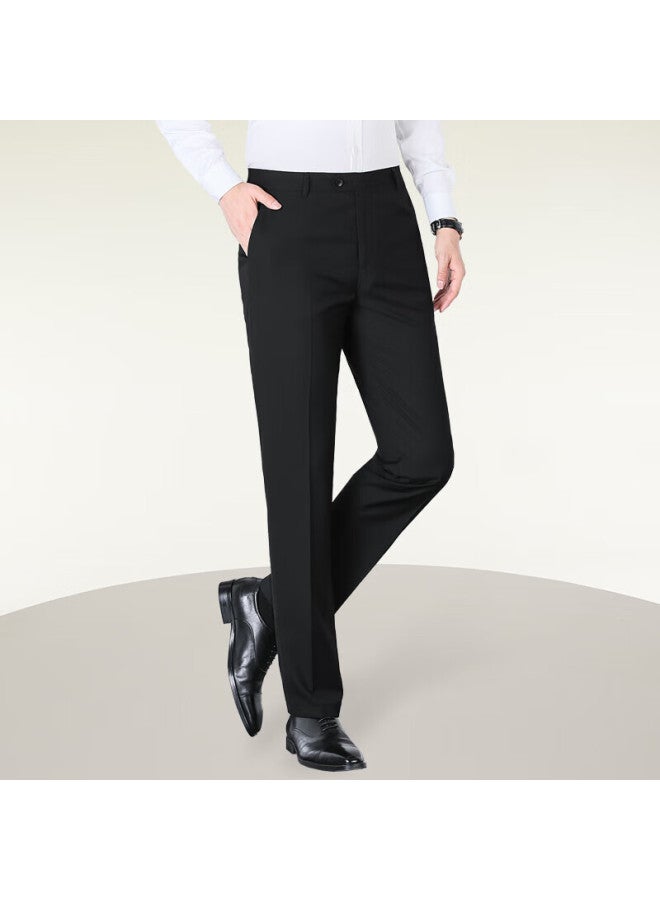 HOdo Hongdou Men's Business Straight-leg Casual Pants, Formal Wrinkle-free Dress Pants, All-season Black, Size 35 - Image 2