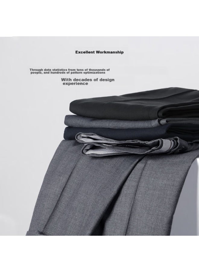 HOdo Hongdou Men's Business Straight-leg Casual Pants, Formal Wrinkle-free Dress Pants, All-season Black, Size 35 - Image 4