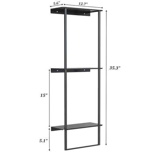 Bethom Towel Storage for Bathroom, 3 Tier Towel Rack with Shelf and Towel Bar, Wall Mounted Towel Racks for Bathroom Towel Storage and Organizer - Matte Black - Image 5