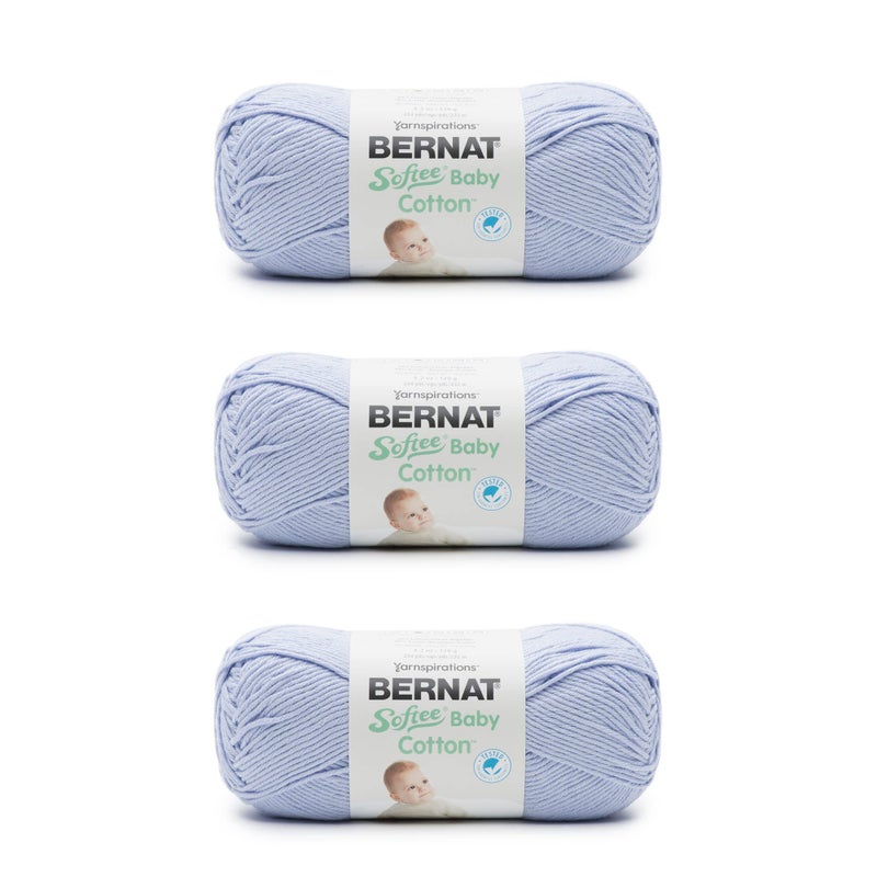 Bernat Softee Baby Cotton Pale Periwinkle Yarn 3 Pack of 120g425oz Blend 3 DK Light 254 Yards KnittingCrochet - Image 2