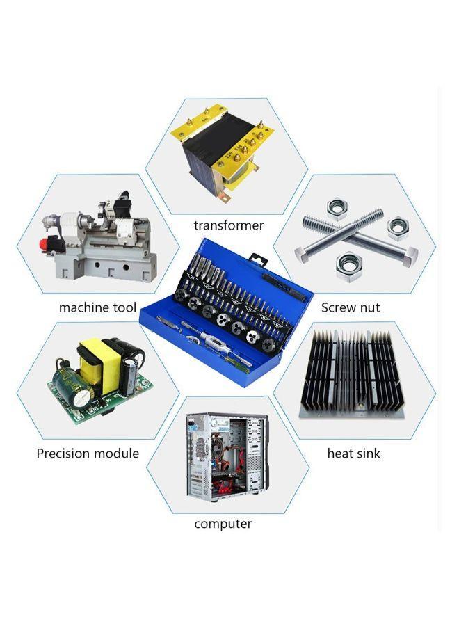 Generic 32-Piece Tungsten Carbide Tap Die Screw Thread Making Tool Bit Set With Metal Case Silver 26cm  - Image 2