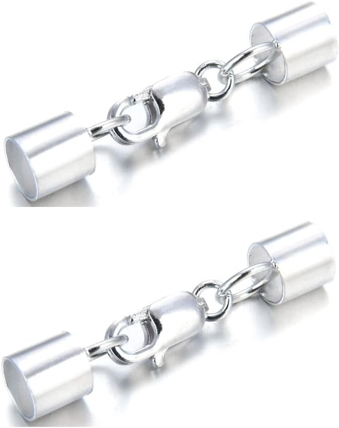 Adabele 5pcs Authentic 925 Sterling Silver Tube End Cap Clasp Glue in Cord End (Hole ID 4mm) for Leather Cord DIY Craft Jewelry Making SS178-4 - Image 1