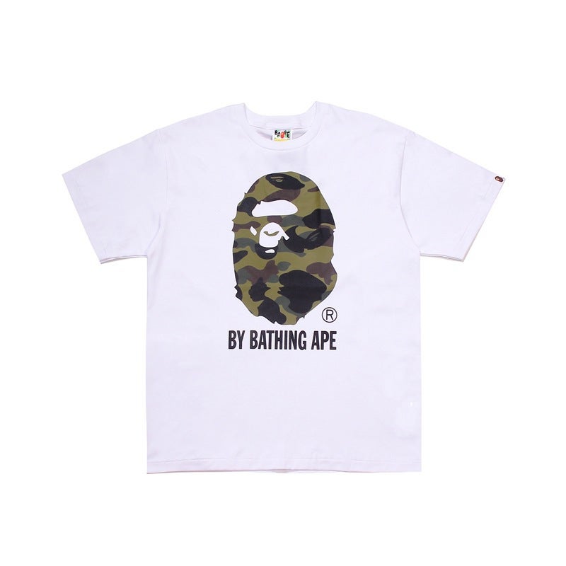 250 Grams Weight Correct Version Of The Tide Brand Bape Short Sleeve T-Shirt Men And Women Couples Loose Ape Head Half Sleeve - Image 1